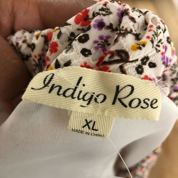 Indigo Rose Floral Pleated Lines Skirt Size XL - Picture 4 of 6